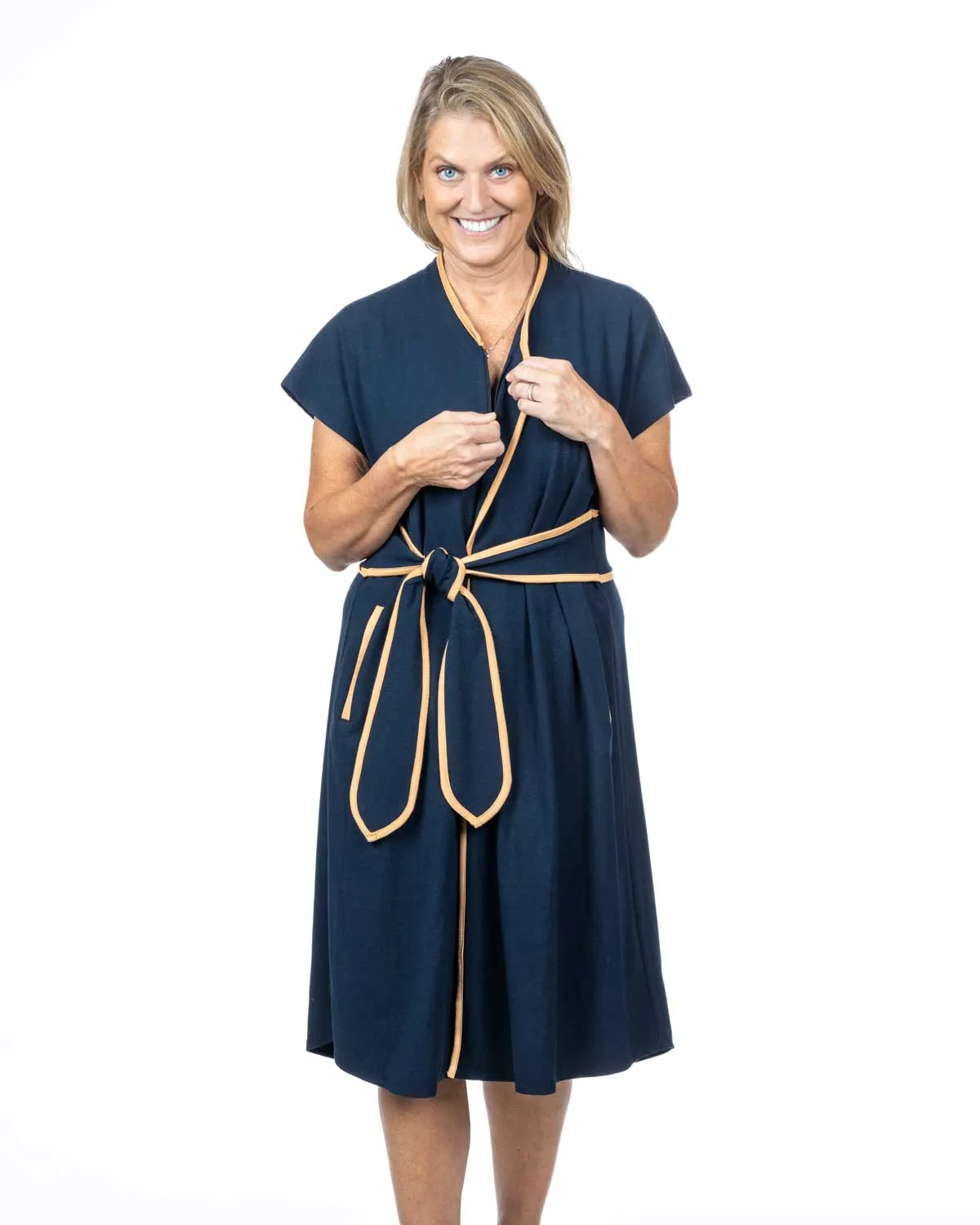 Kristin Midi Sash Dress in Navy