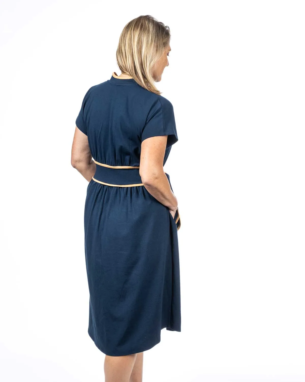 Kristin Midi Sash Dress in Navy