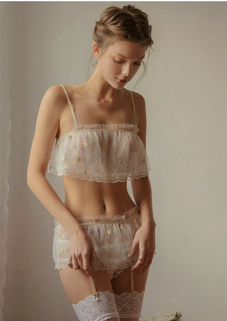 Lace Perspective Bra Sling Tops and Shorts Underwear Set