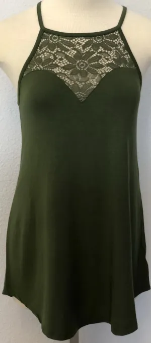 LACE SLEEVELESS HALTER TOP