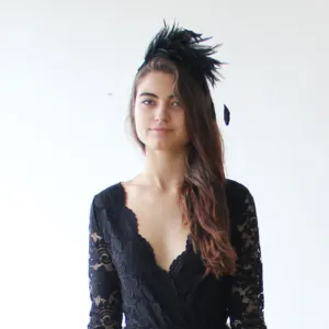 Lace three quarters sleeves Black maxi dress 1124