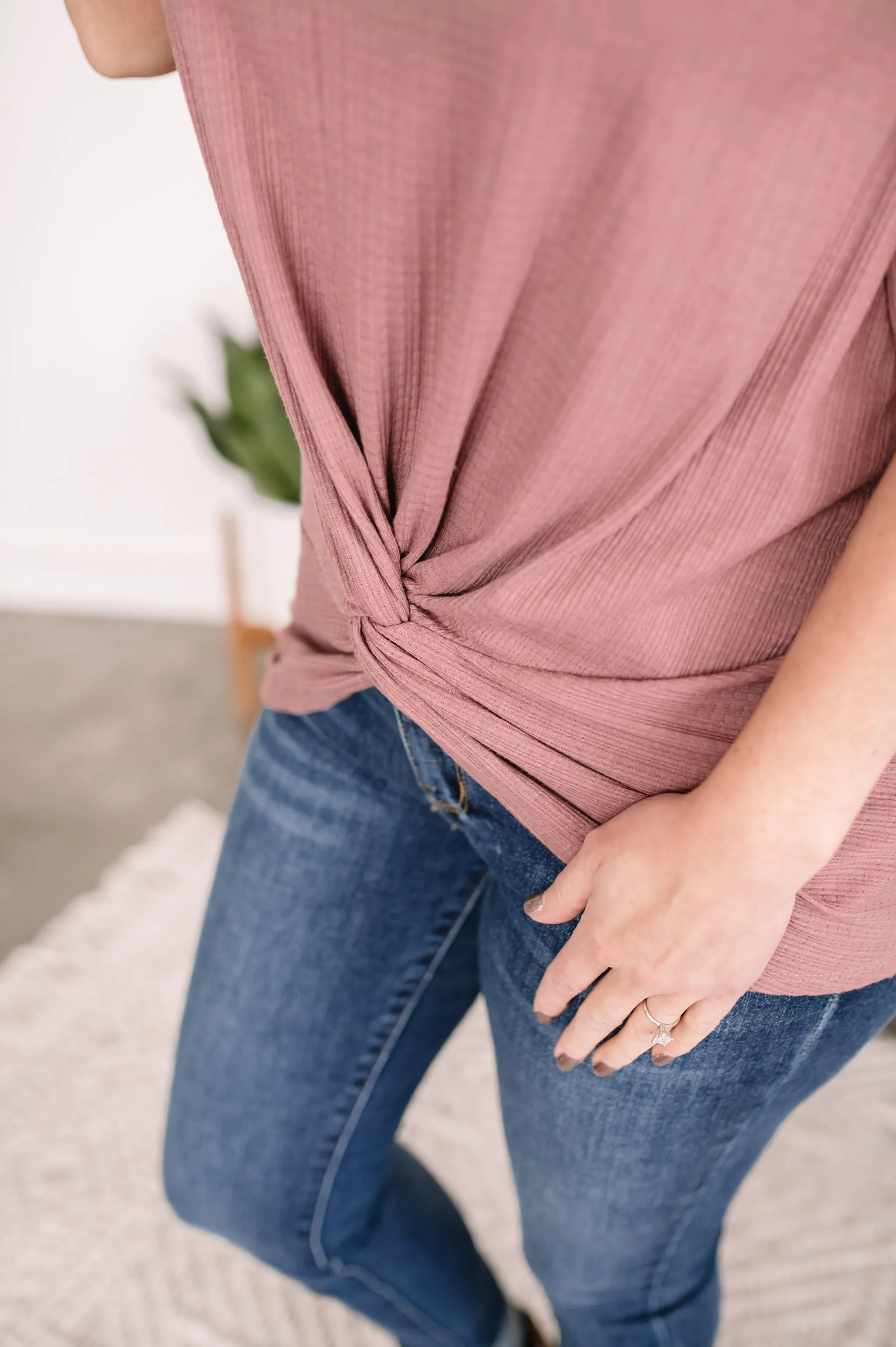 Let's Twist Again Pointelle Sleeveless Top In Mauve