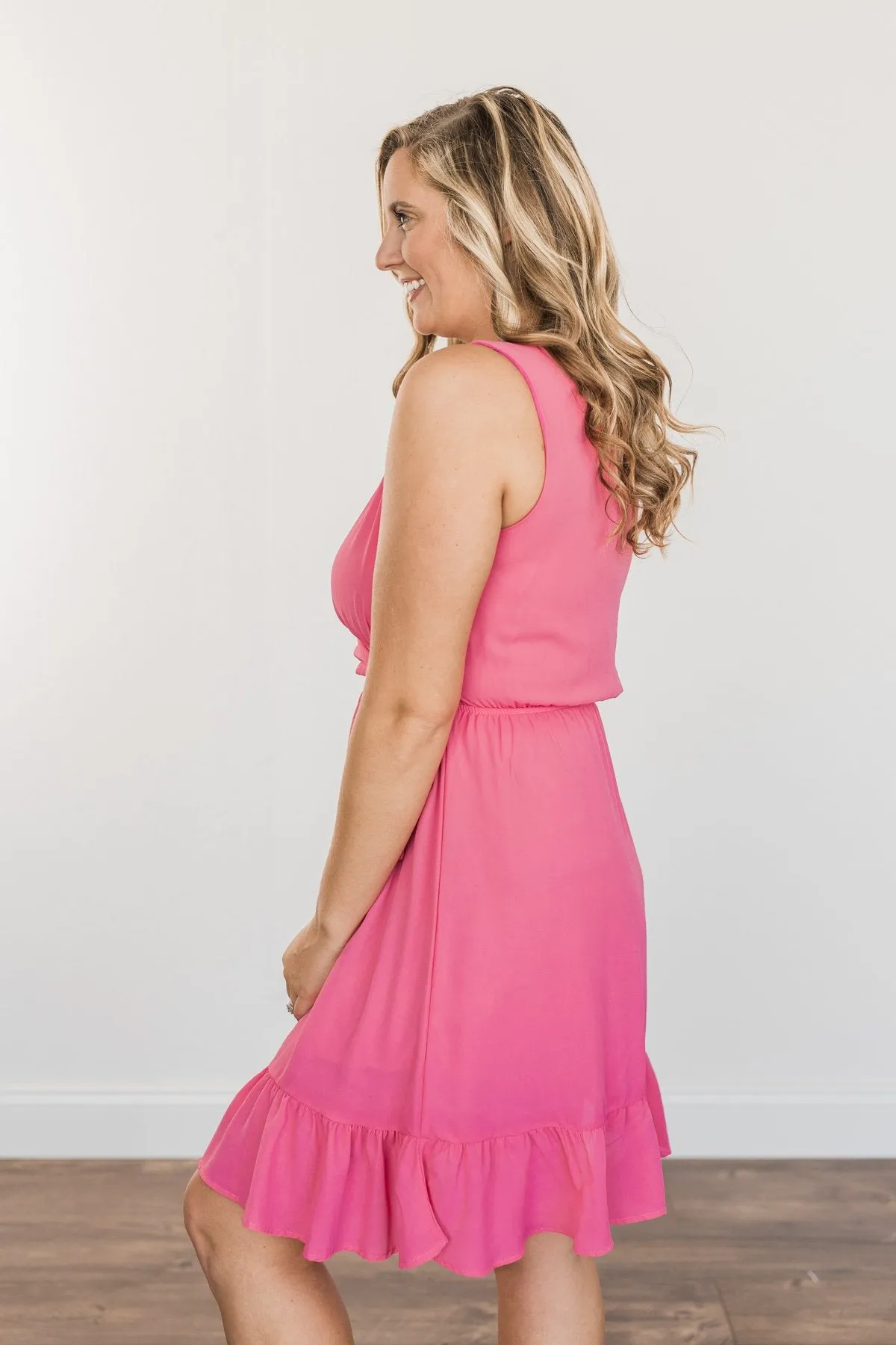 Living My Best Life Wrap Sleeveless Dress- Berry