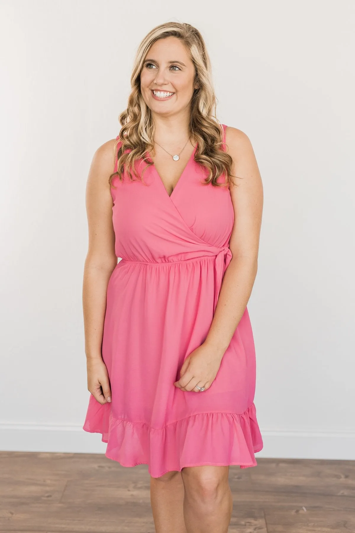 Living My Best Life Wrap Sleeveless Dress- Berry