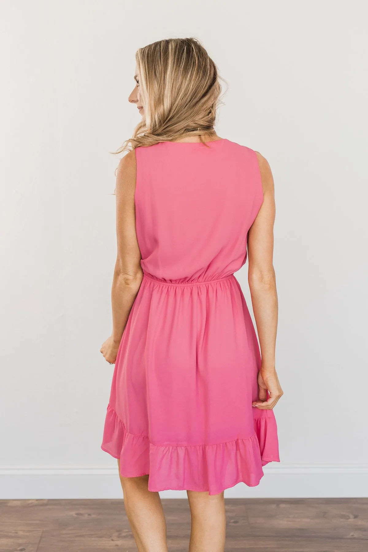 Living My Best Life Wrap Sleeveless Dress- Berry