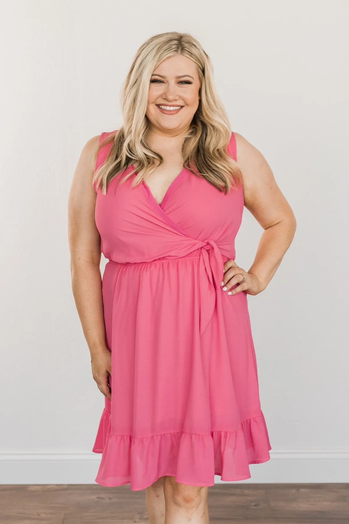 Living My Best Life Wrap Sleeveless Dress- Berry