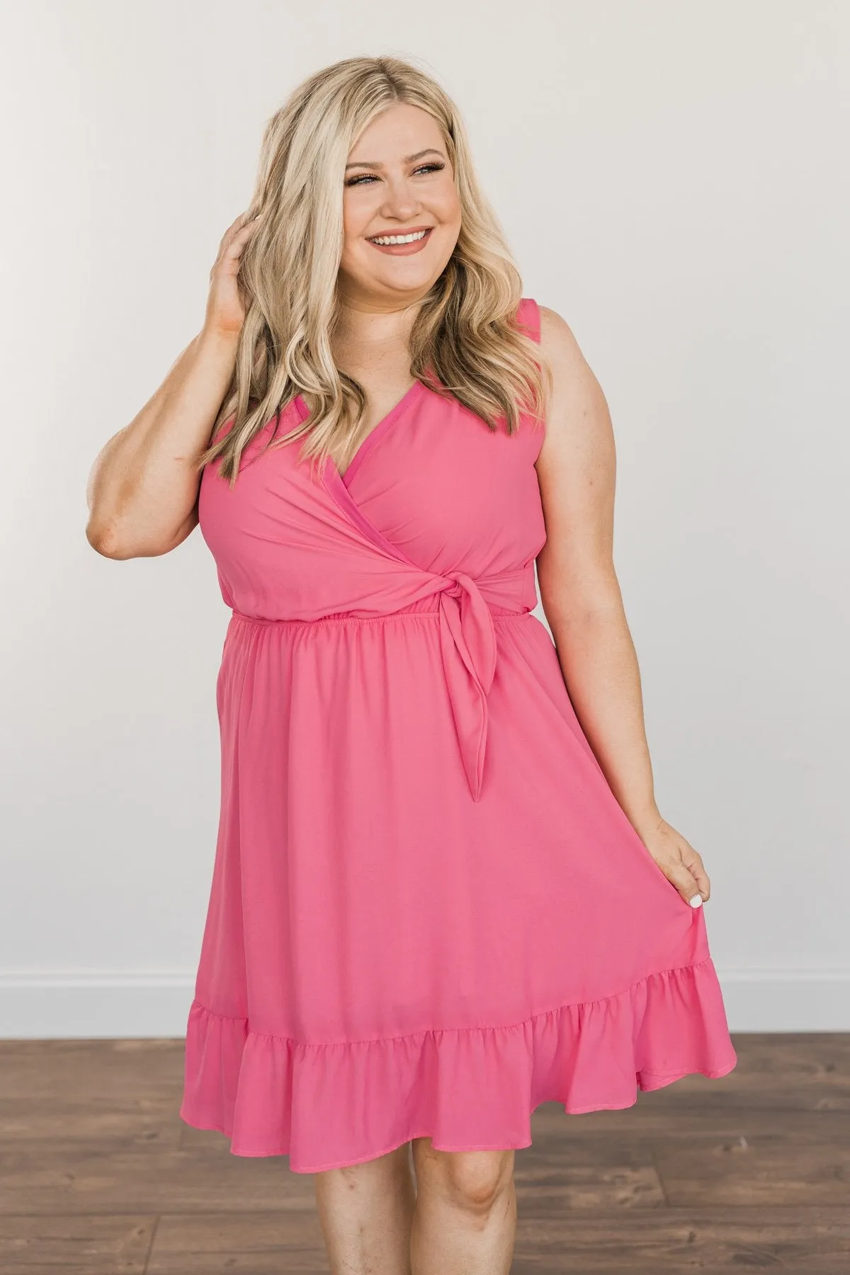 Living My Best Life Wrap Sleeveless Dress- Berry