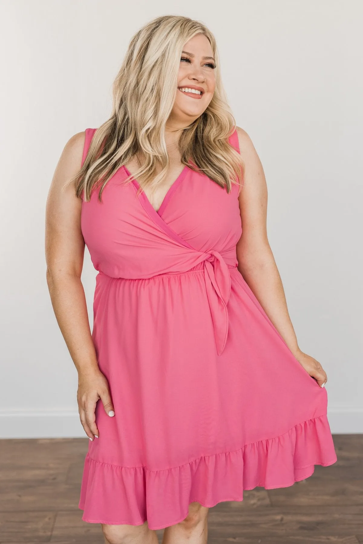 Living My Best Life Wrap Sleeveless Dress- Berry