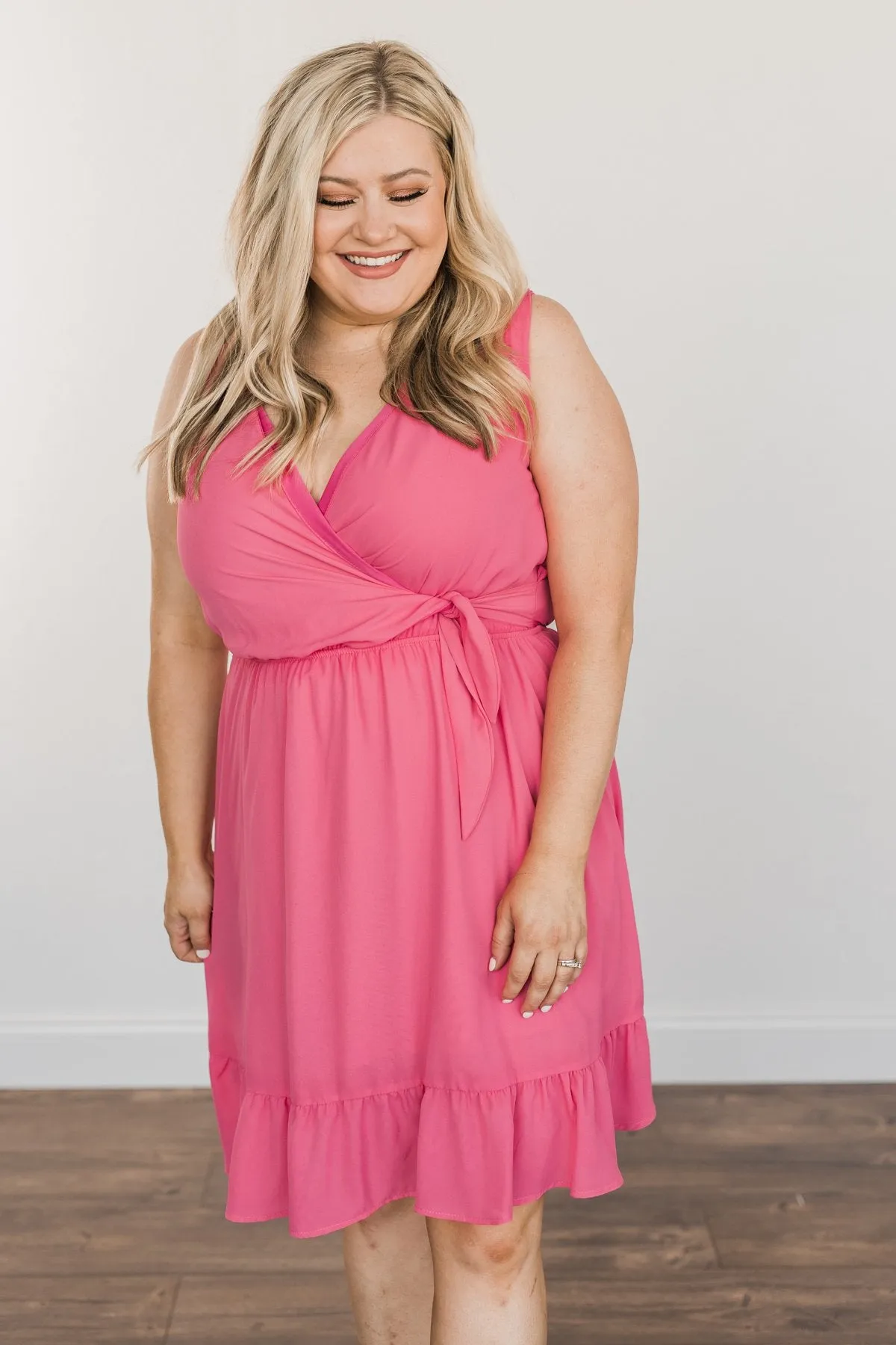 Living My Best Life Wrap Sleeveless Dress- Berry