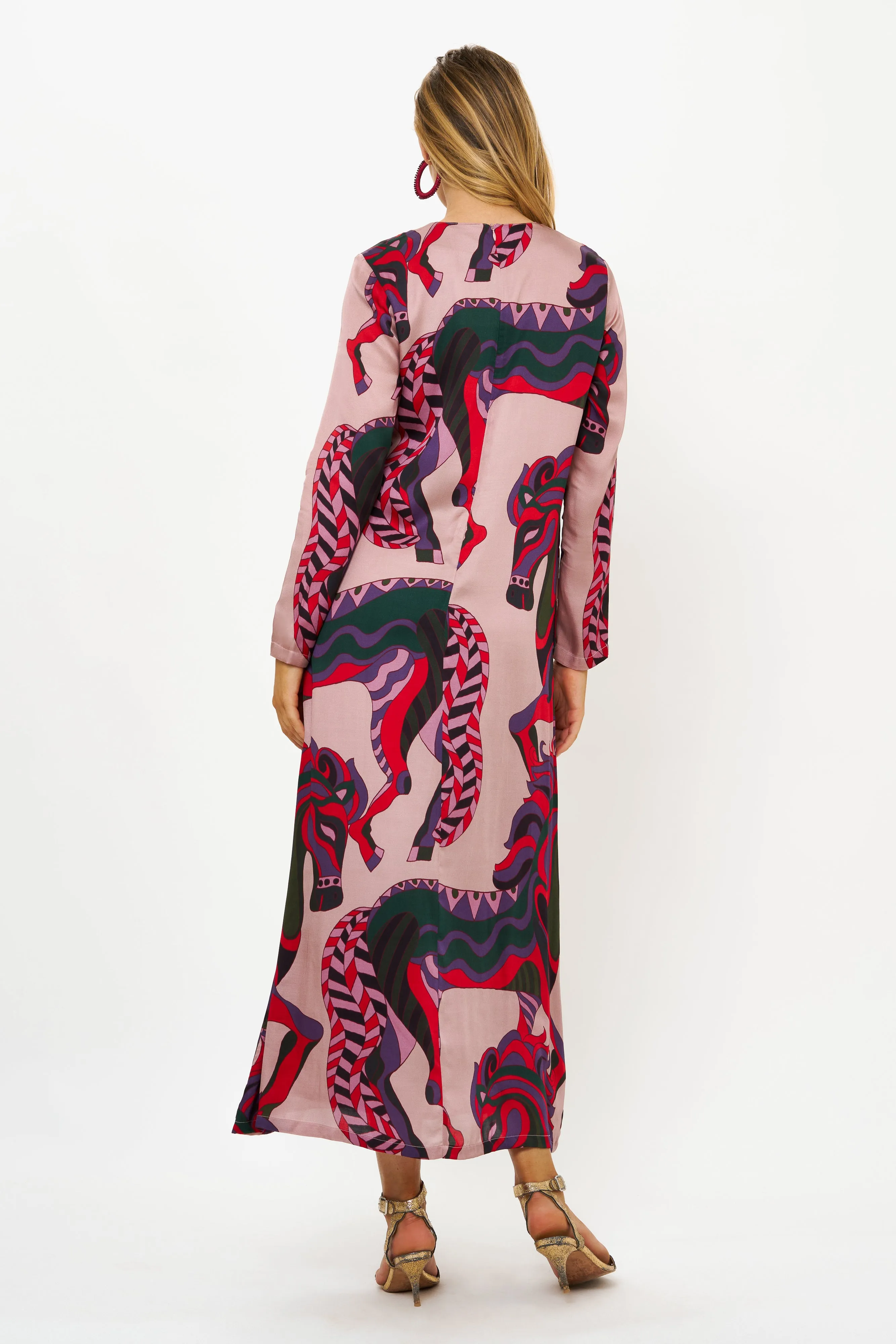 Long Sleeve Shift Maxi- Arabia Crimson