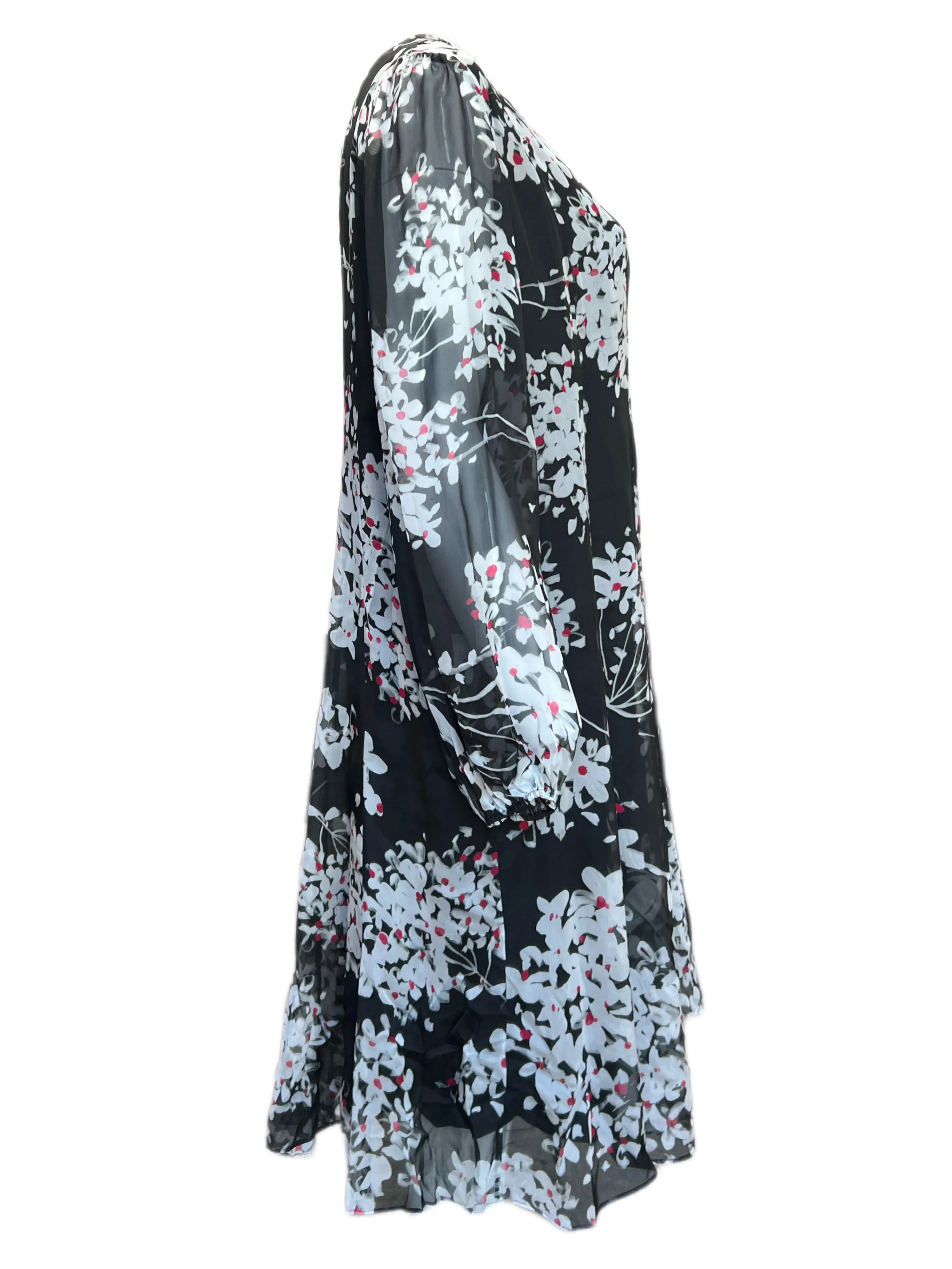 Marina Rinaldi Women's Black Dono Floral Printed Silk Shift Dress Size 20W/29