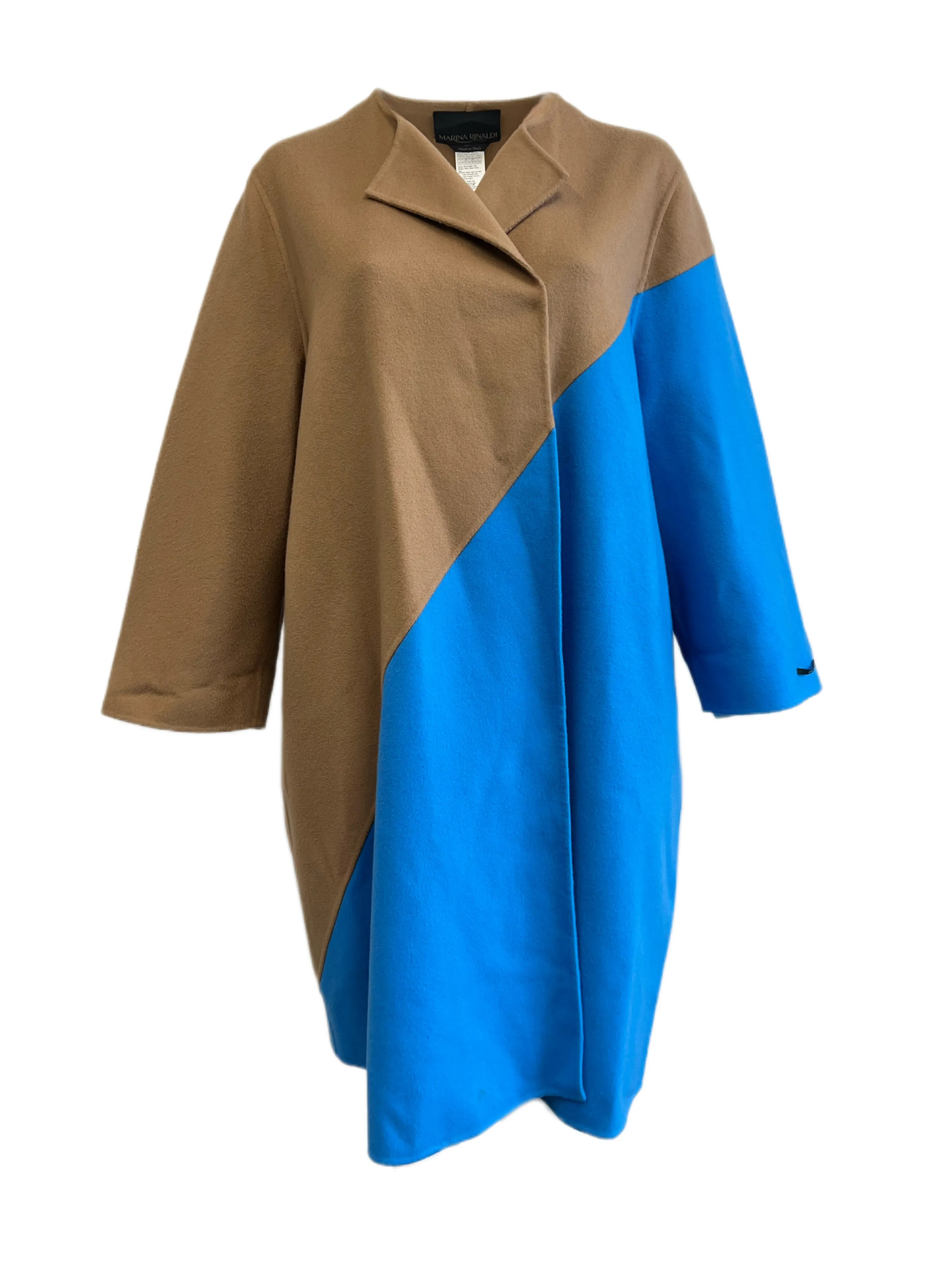 Marina Rinaldi Women's Camel Telefilm Virgin Wool Coat NWT