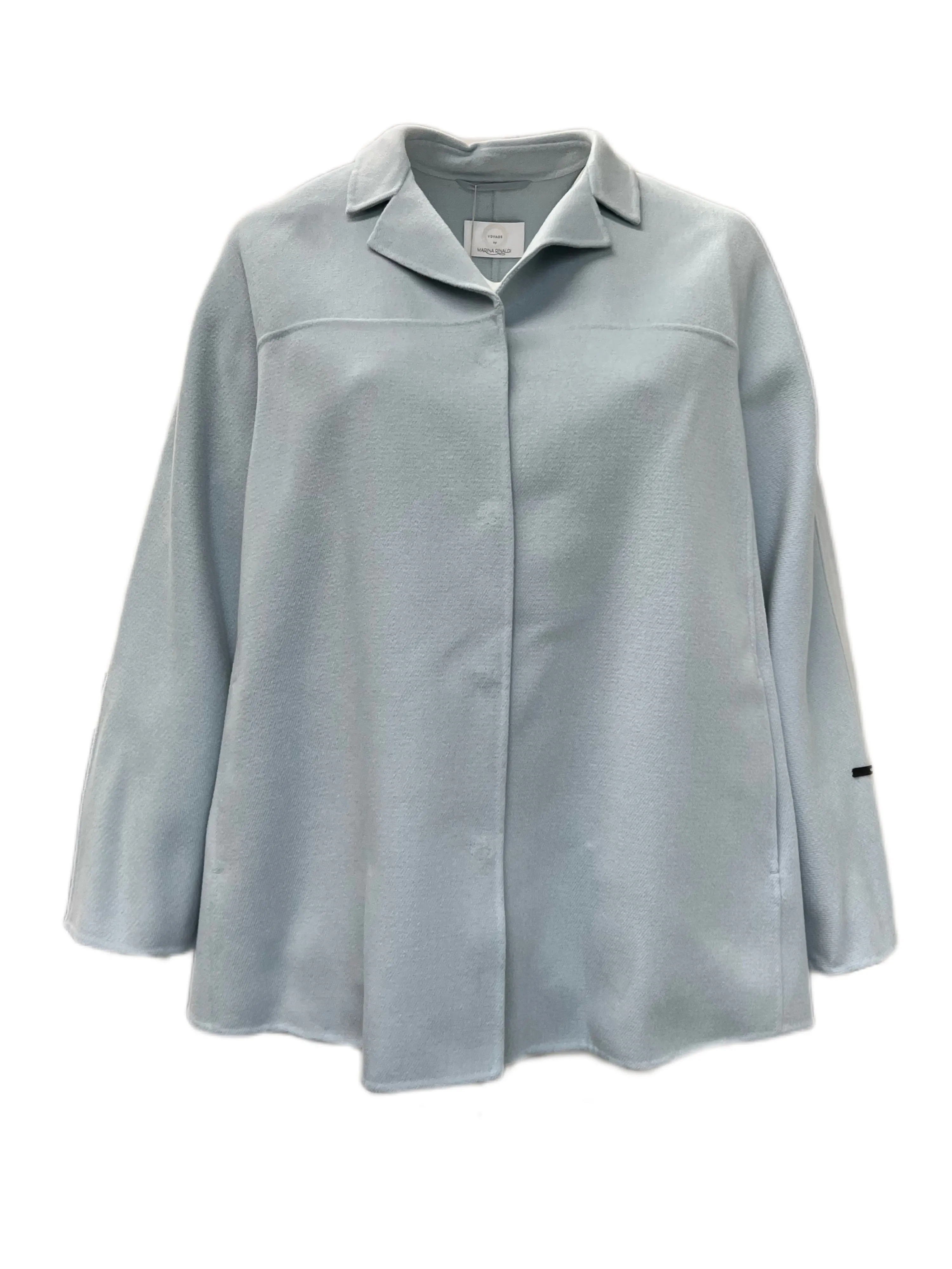 Marina Rinaldi Women's Light Blue Capitolo Wool Blend Coat Size 18W/27 NWT