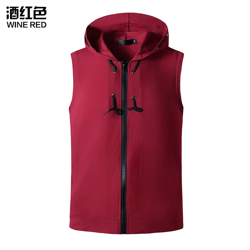 Men's Workout Hooded Vest Workout Fitness Muscle Sleeveless Workout T-shirt
