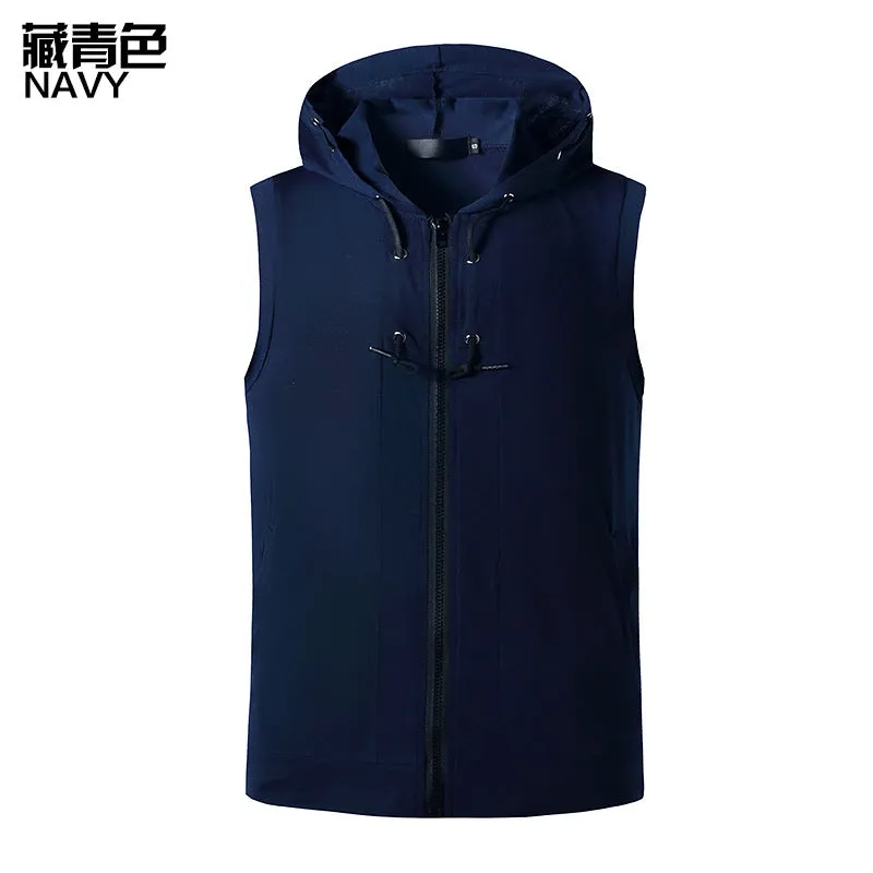 Men's Workout Hooded Vest Workout Fitness Muscle Sleeveless Workout T-shirt
