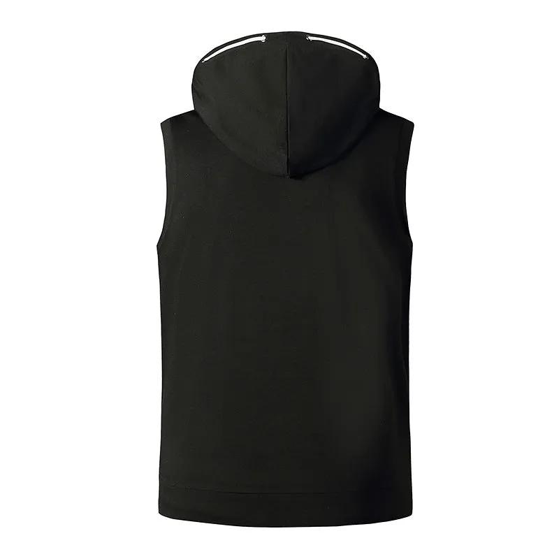 Men's Workout Hooded Vest Workout Fitness Muscle Sleeveless Workout T-shirt