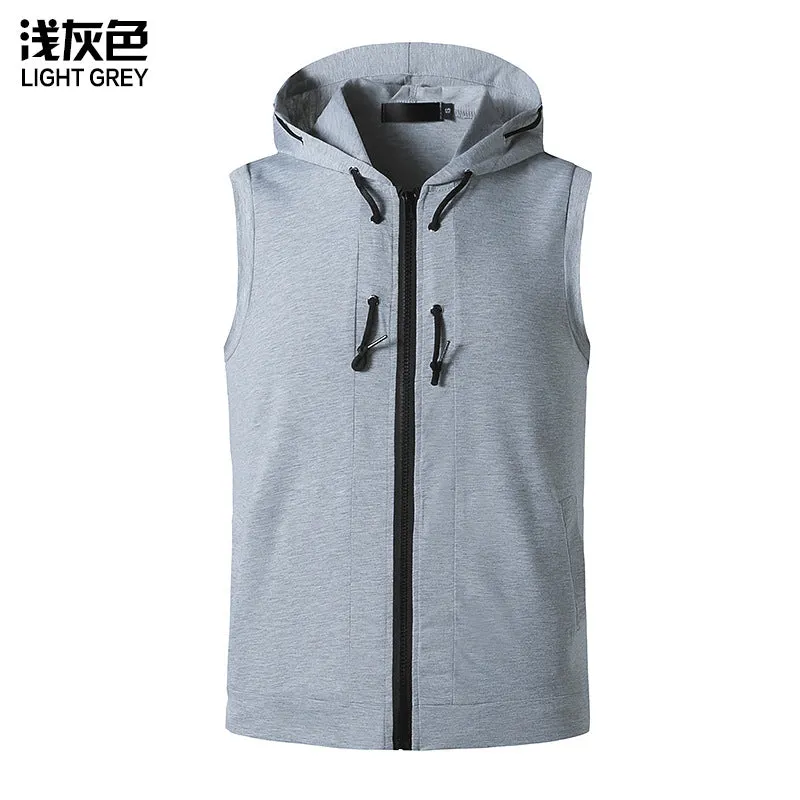 Men's Workout Hooded Vest Workout Fitness Muscle Sleeveless Workout T-shirt