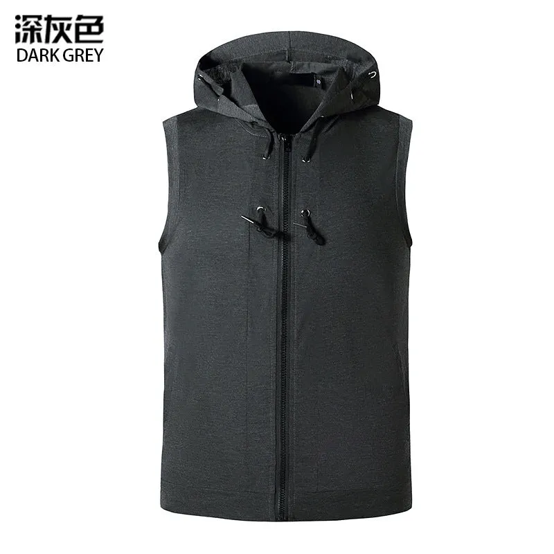 Men's Workout Hooded Vest Workout Fitness Muscle Sleeveless Workout T-shirt