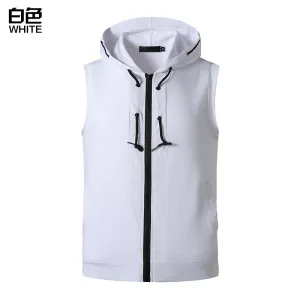 Men's Workout Hooded Vest Workout Fitness Muscle Sleeveless Workout T-shirt