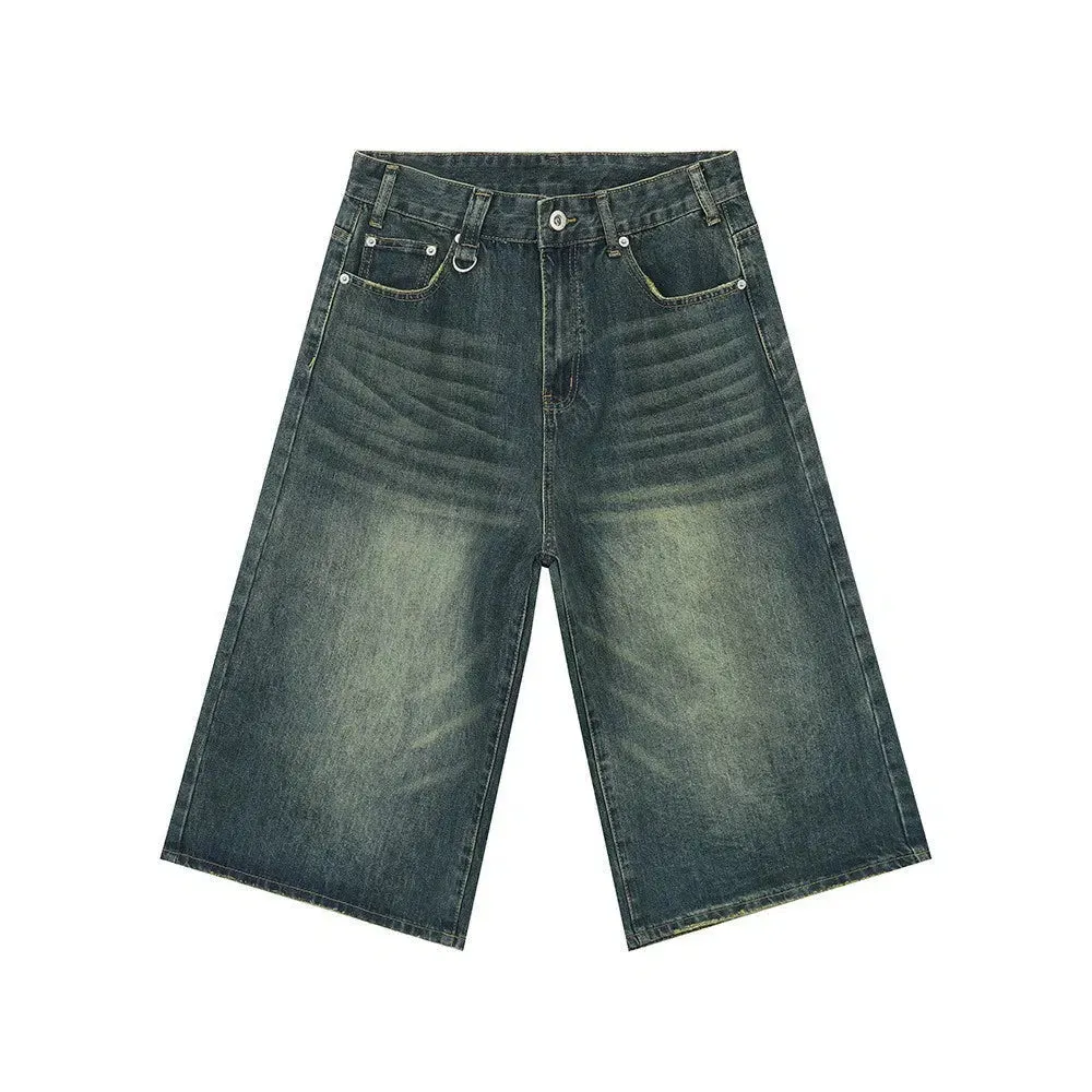 Mid-length Wide-leg Denim Shorts