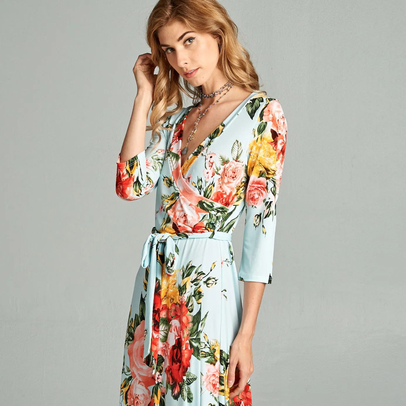 Mint Rosy Garden Venechia Maxi Wrap Dress