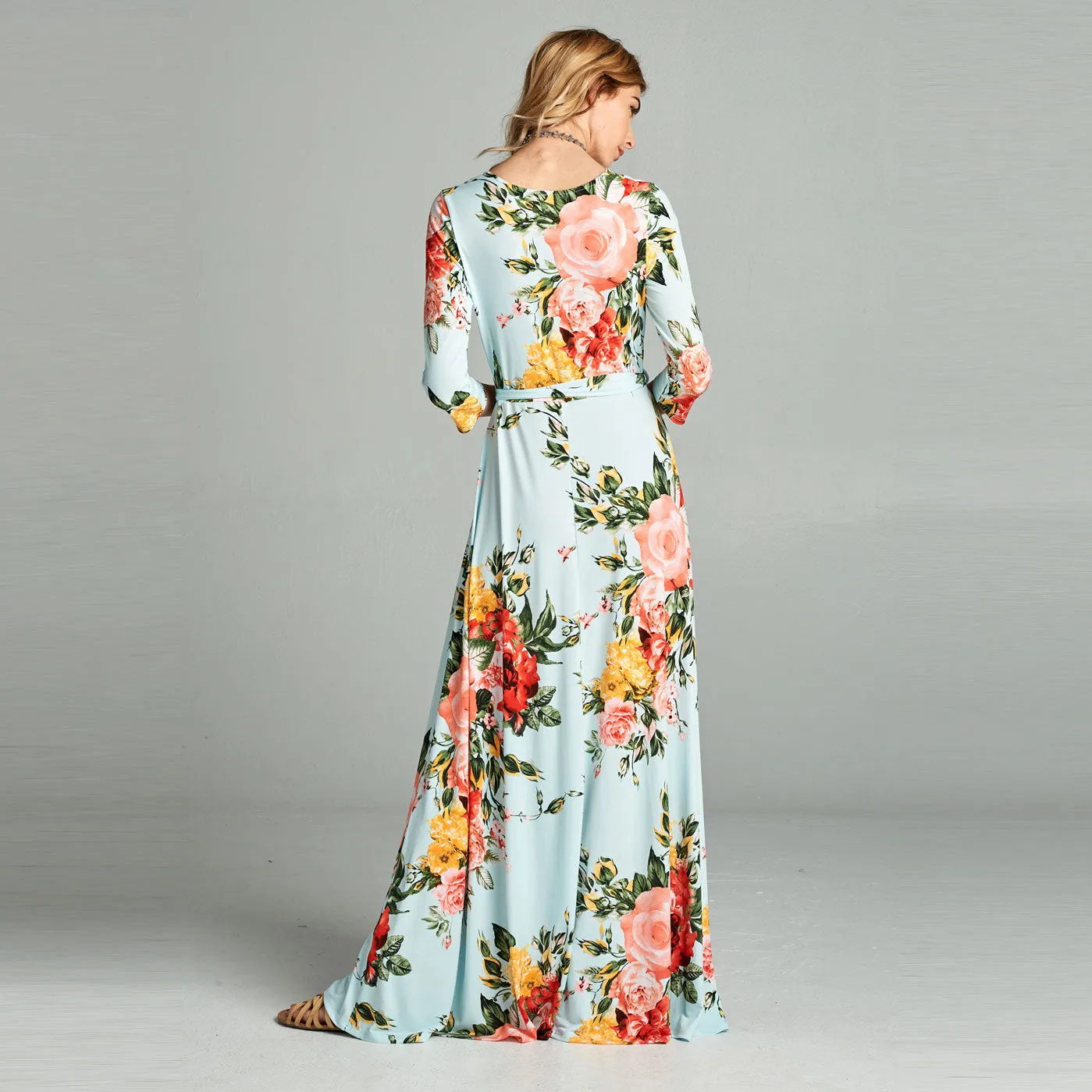Mint Rosy Garden Venechia Maxi Wrap Dress