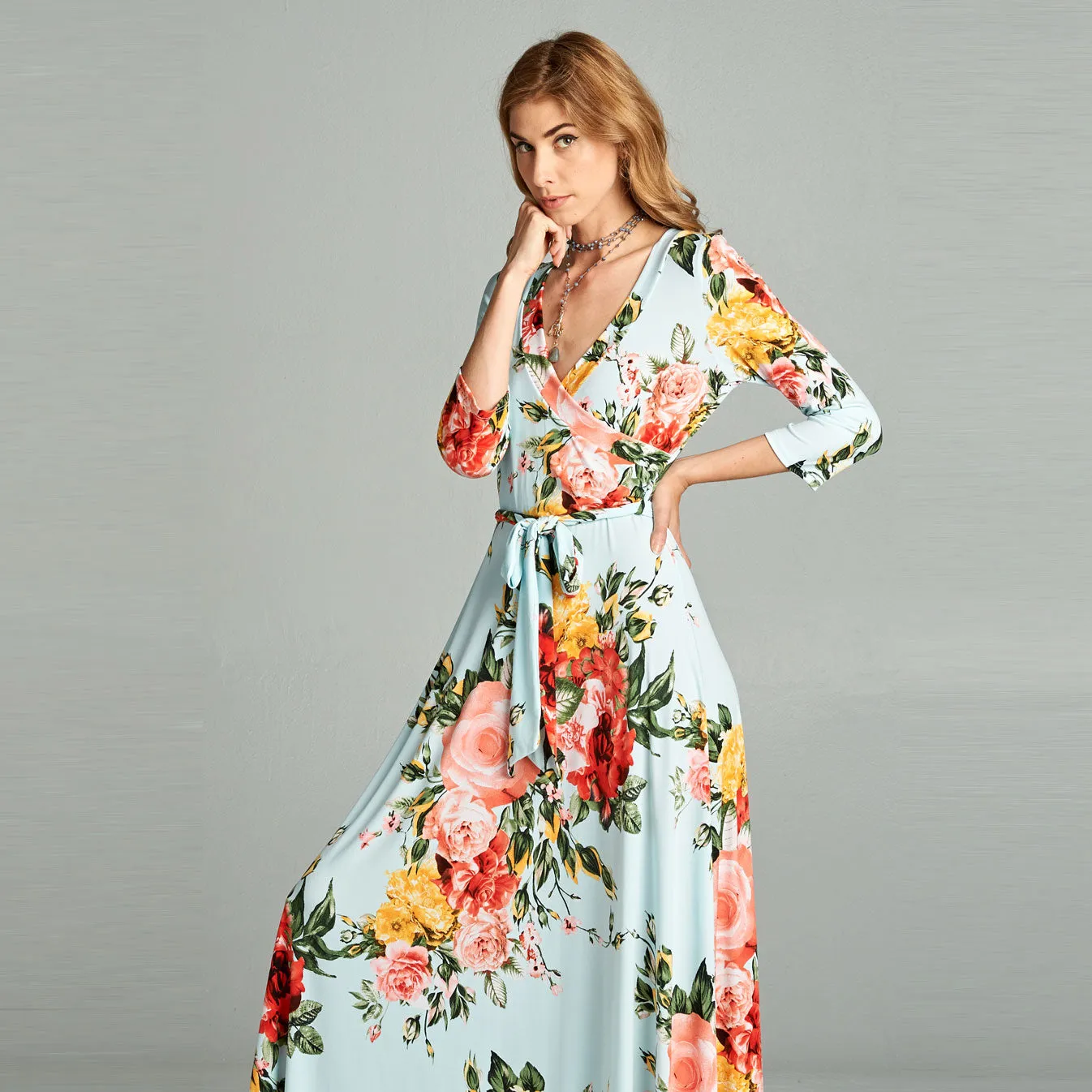 Mint Rosy Garden Venechia Maxi Wrap Dress