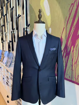 Navy Sharkskin Premium Italian Suit Coat