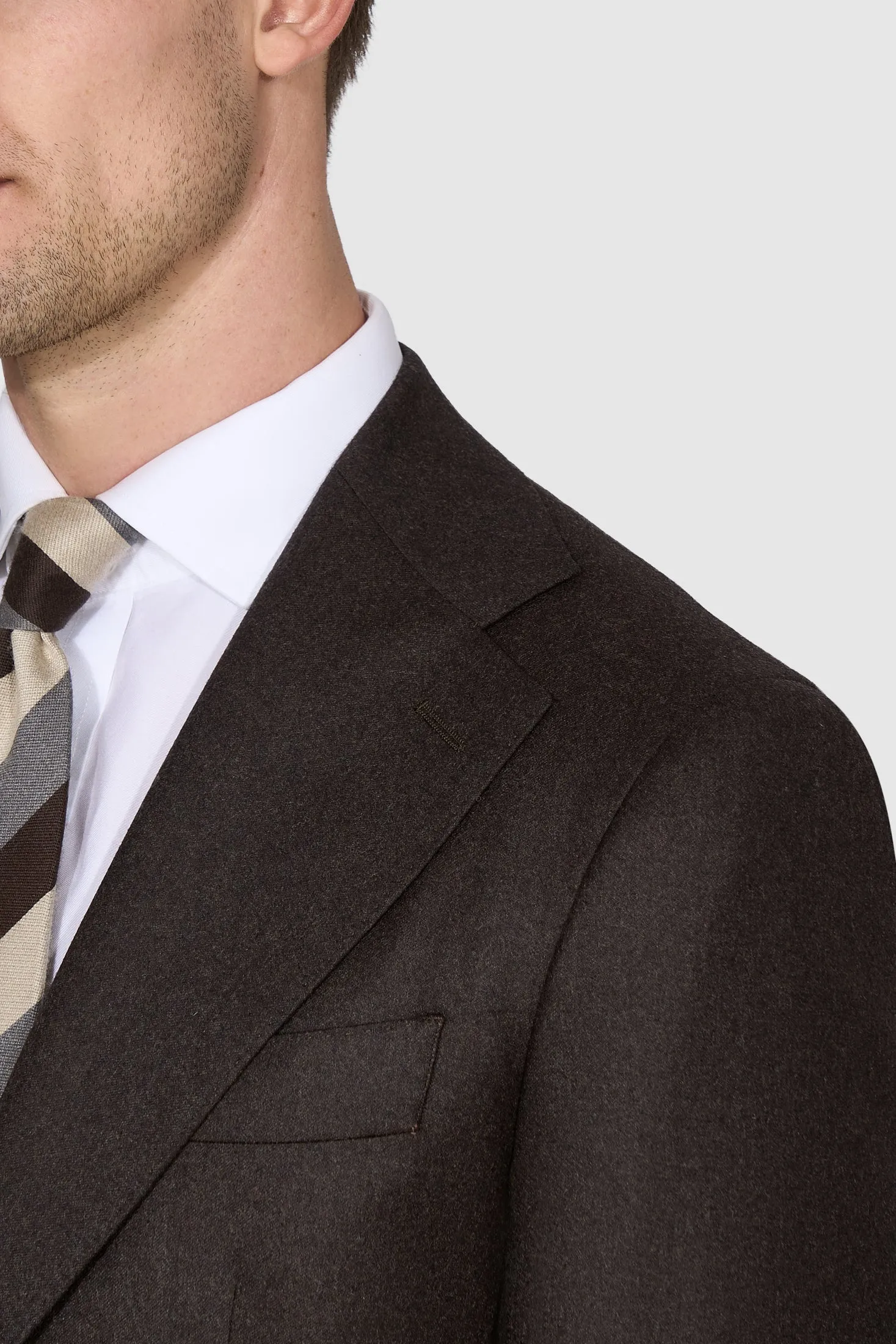 New SUITREVIEW Elmhurst Dark Brown Supersonic Light Flannel Suit - Size 36R (FINAL SALE)