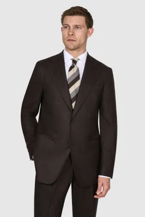 New SUITREVIEW Elmhurst Dark Brown Supersonic Light Flannel Suit - Size 36R (FINAL SALE)