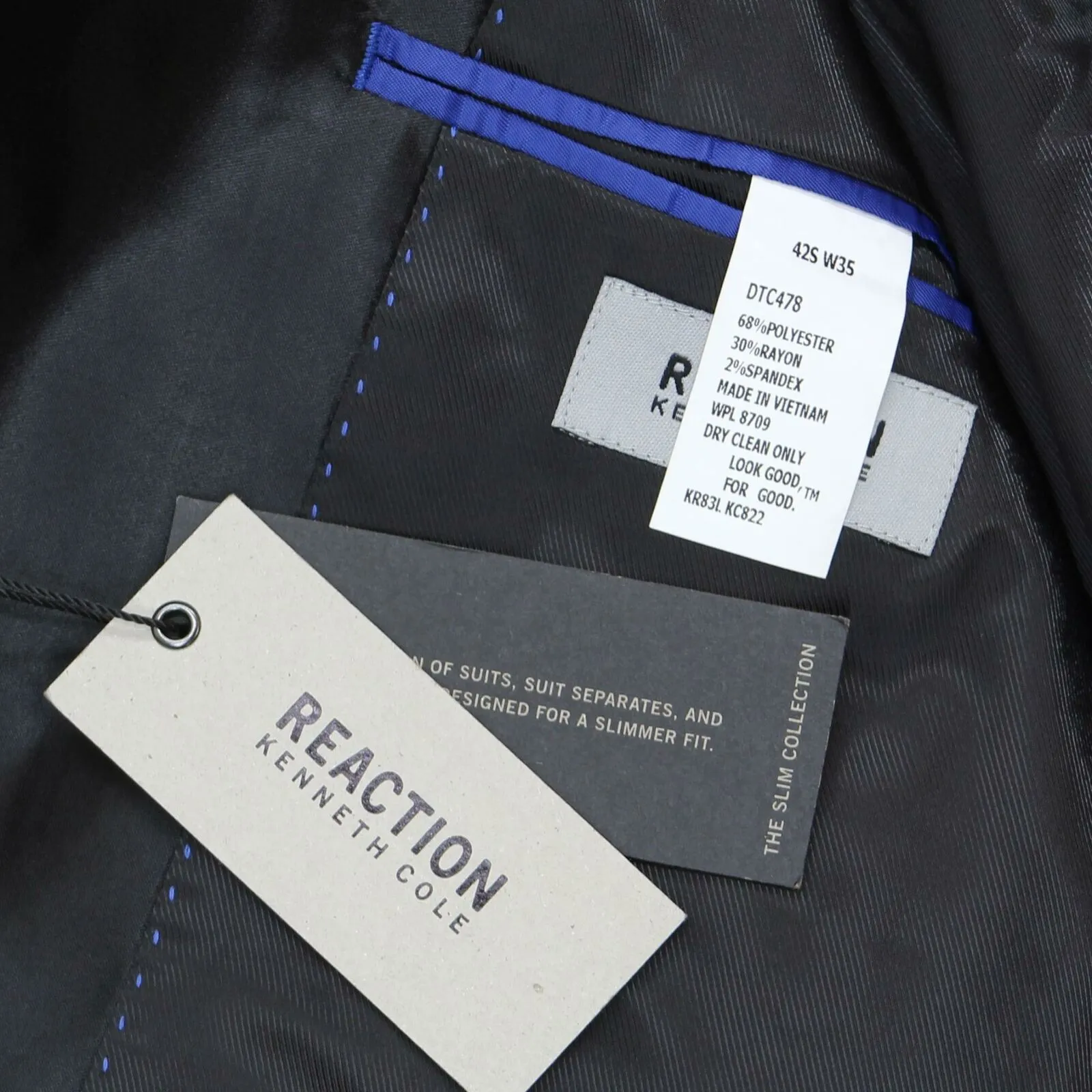 NWT Kenneth Cole Reaction Techni-Cole Peak Lapel Tuxedo. 42S 35x32