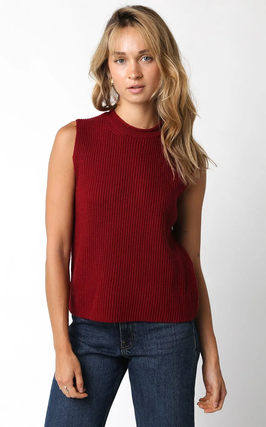 Olivaceous Ribbed Sleeveless Sweater