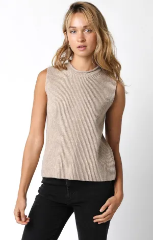 Olivaceous Ribbed Sleeveless Sweater