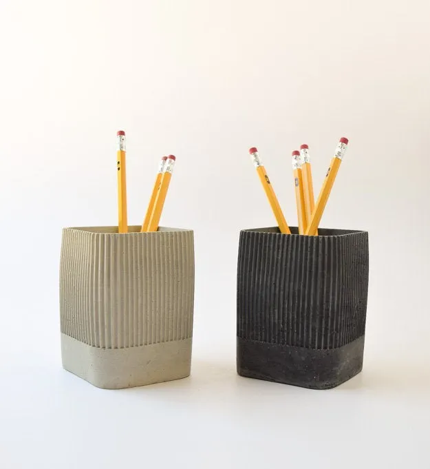 Pencil Cup - Pen Cup - Desk Set - Concrete Pencil Holder - Desk Organization - Modern - Cement - Office Decor - Minimalist Toothbrush Holder