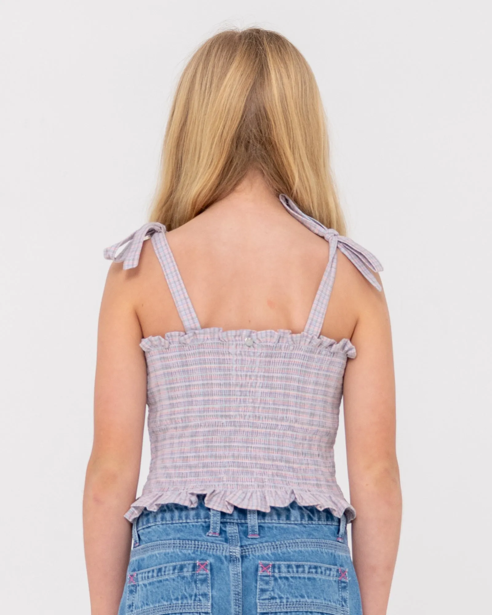 Pinky Shirred Top Girls