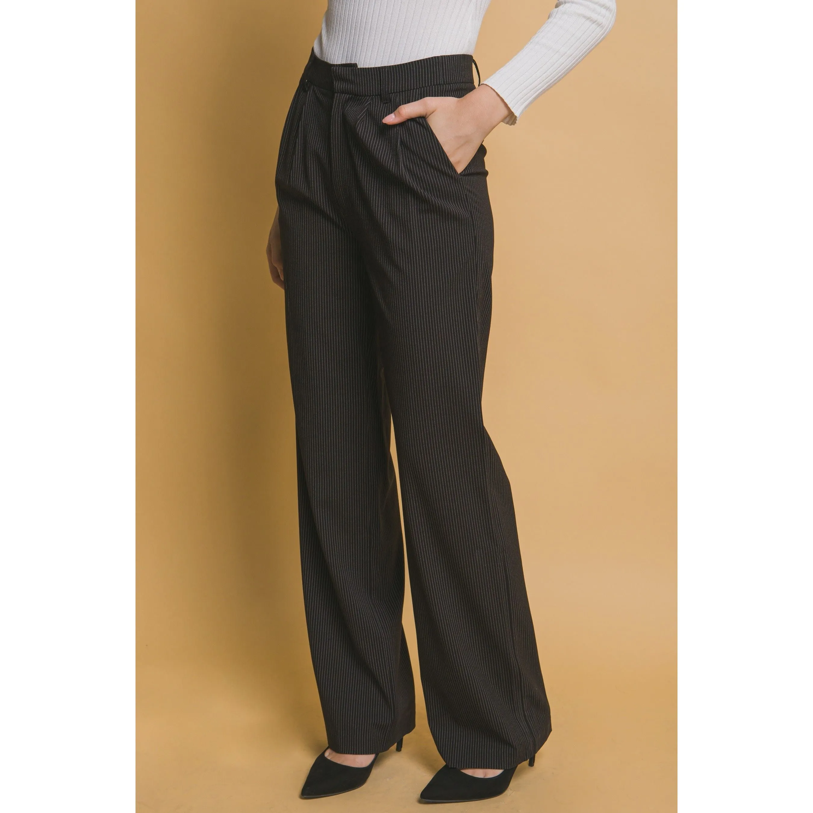 Pinstripe Wide Leg Pants