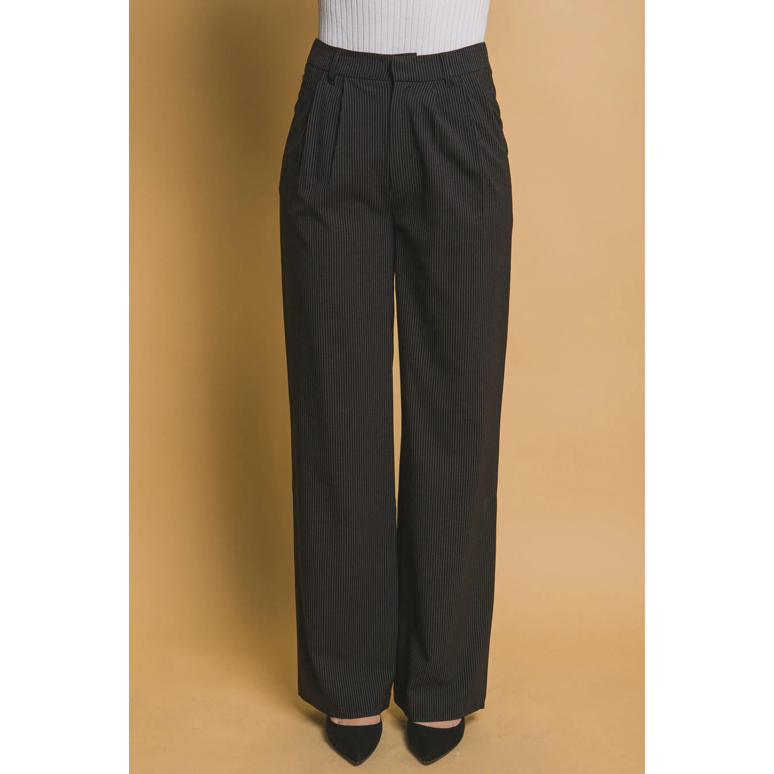 Pinstripe Wide Leg Pants