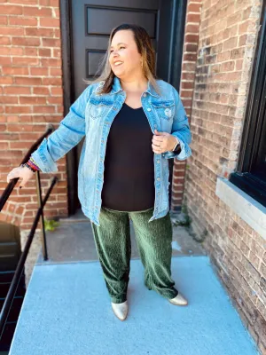 Plus Green Wide Leg Pants