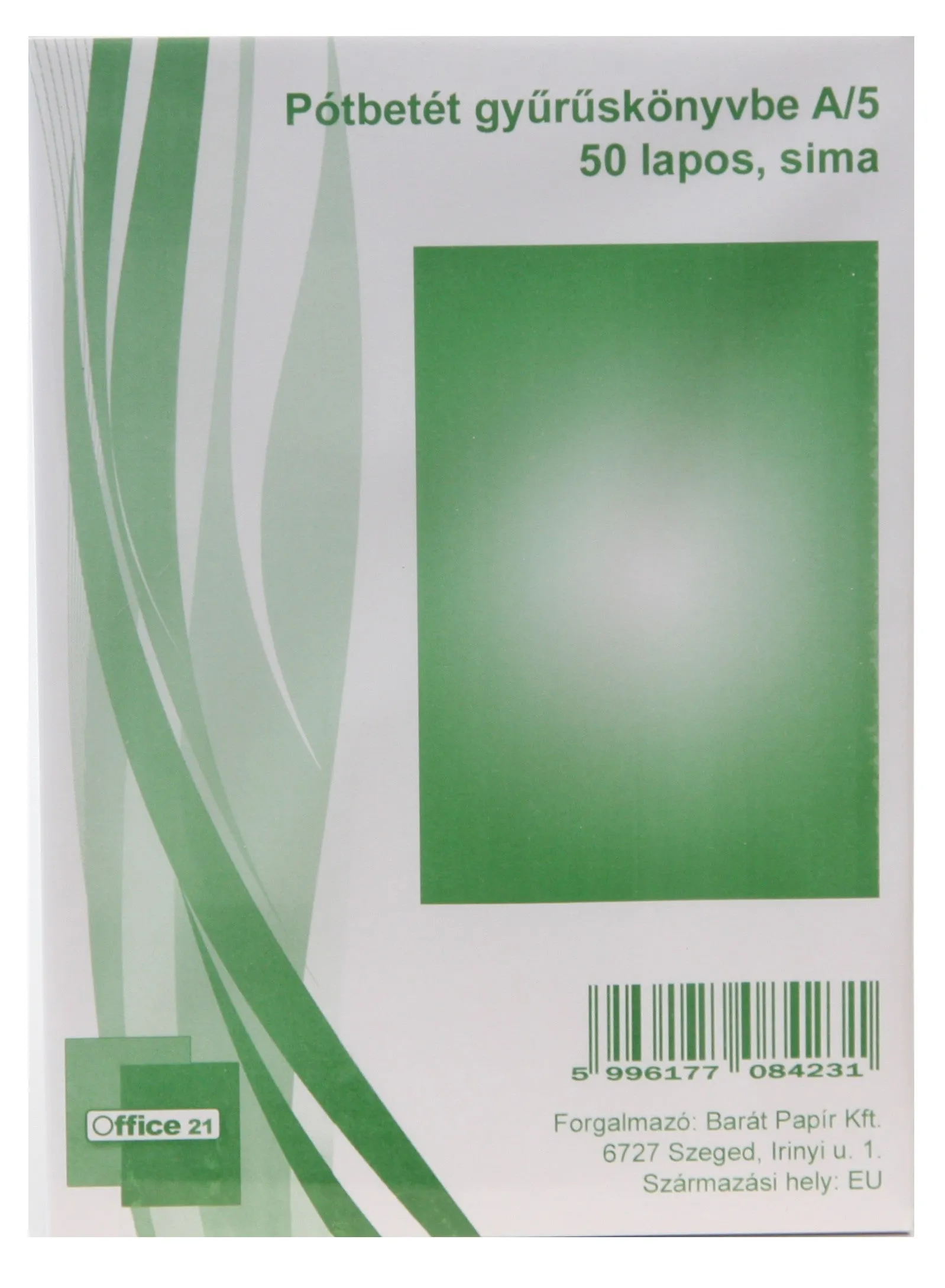 Pótbetét gyűrűskönyvbe OFFICE 21 A/5 50lap sima