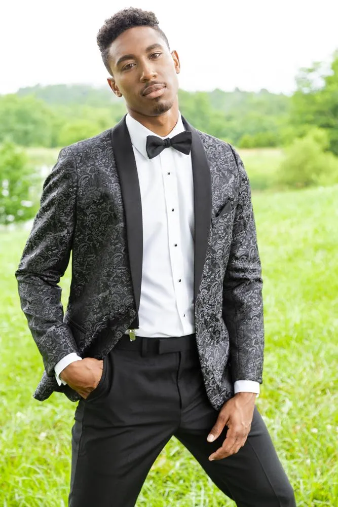 "Aries" Granite Paisley Shawl Tuxedo Jacket (Separates)