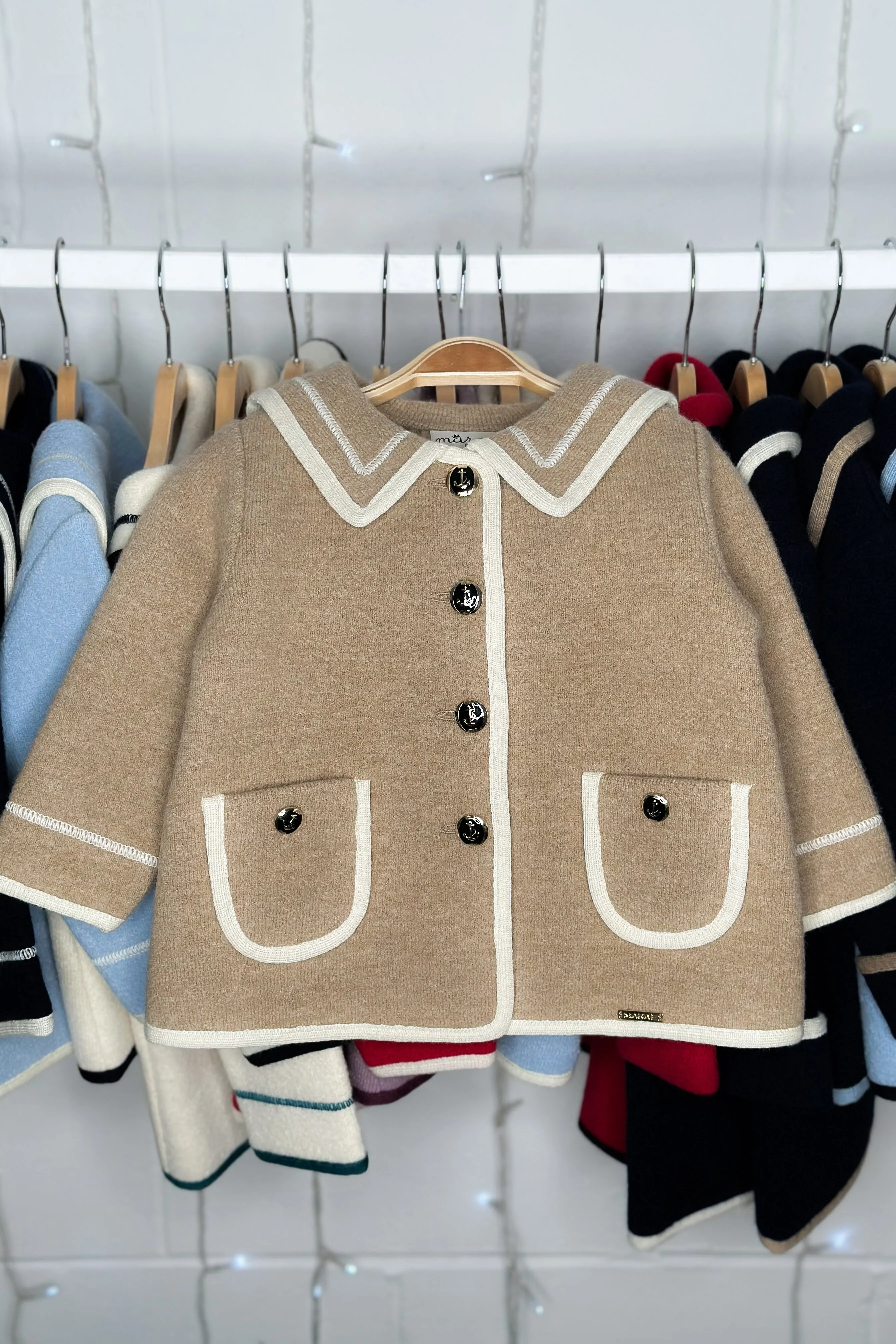 "Artemis" Beige & Ivory Merino Wool Sailor Jacket