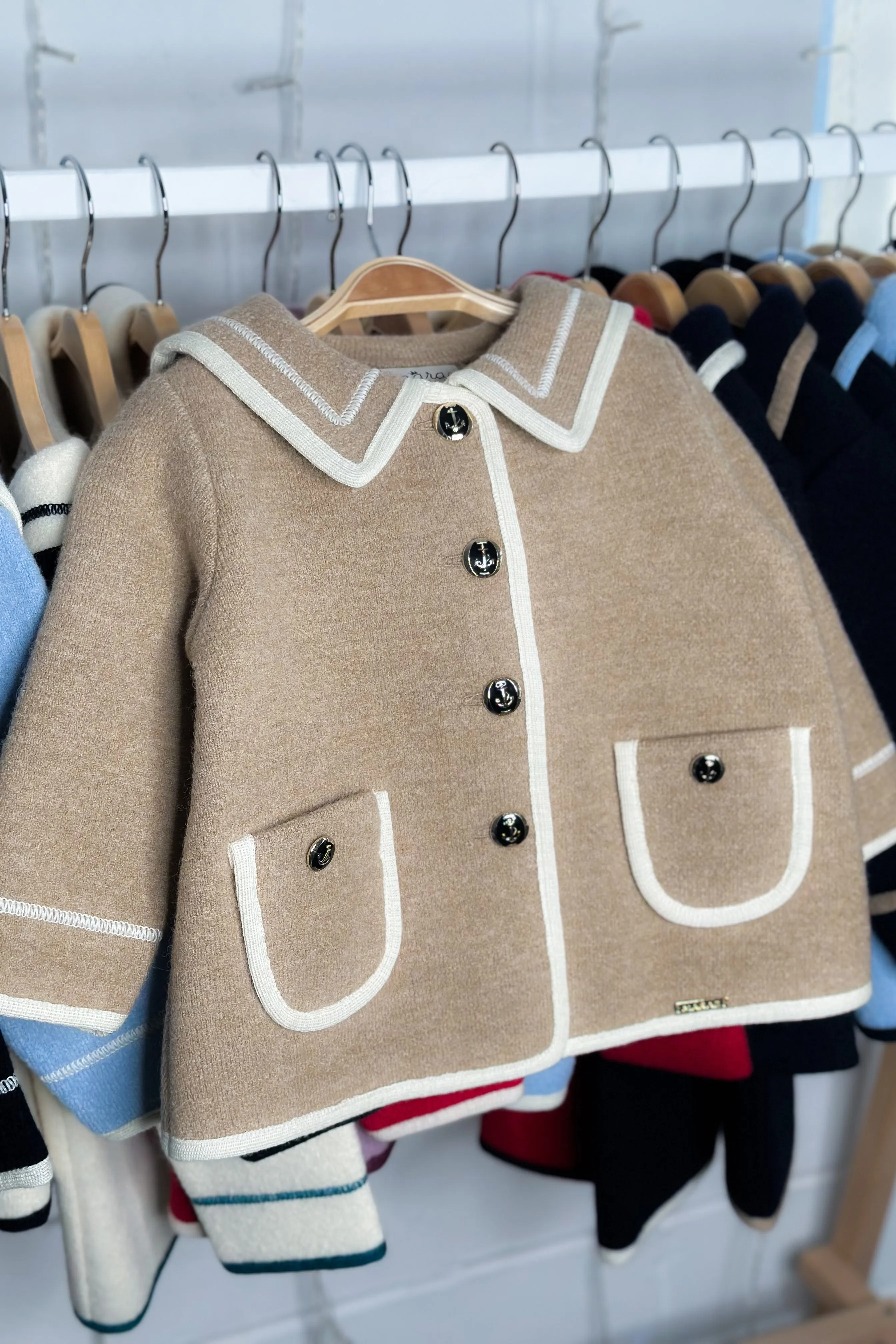 "Artemis" Beige & Ivory Merino Wool Sailor Jacket