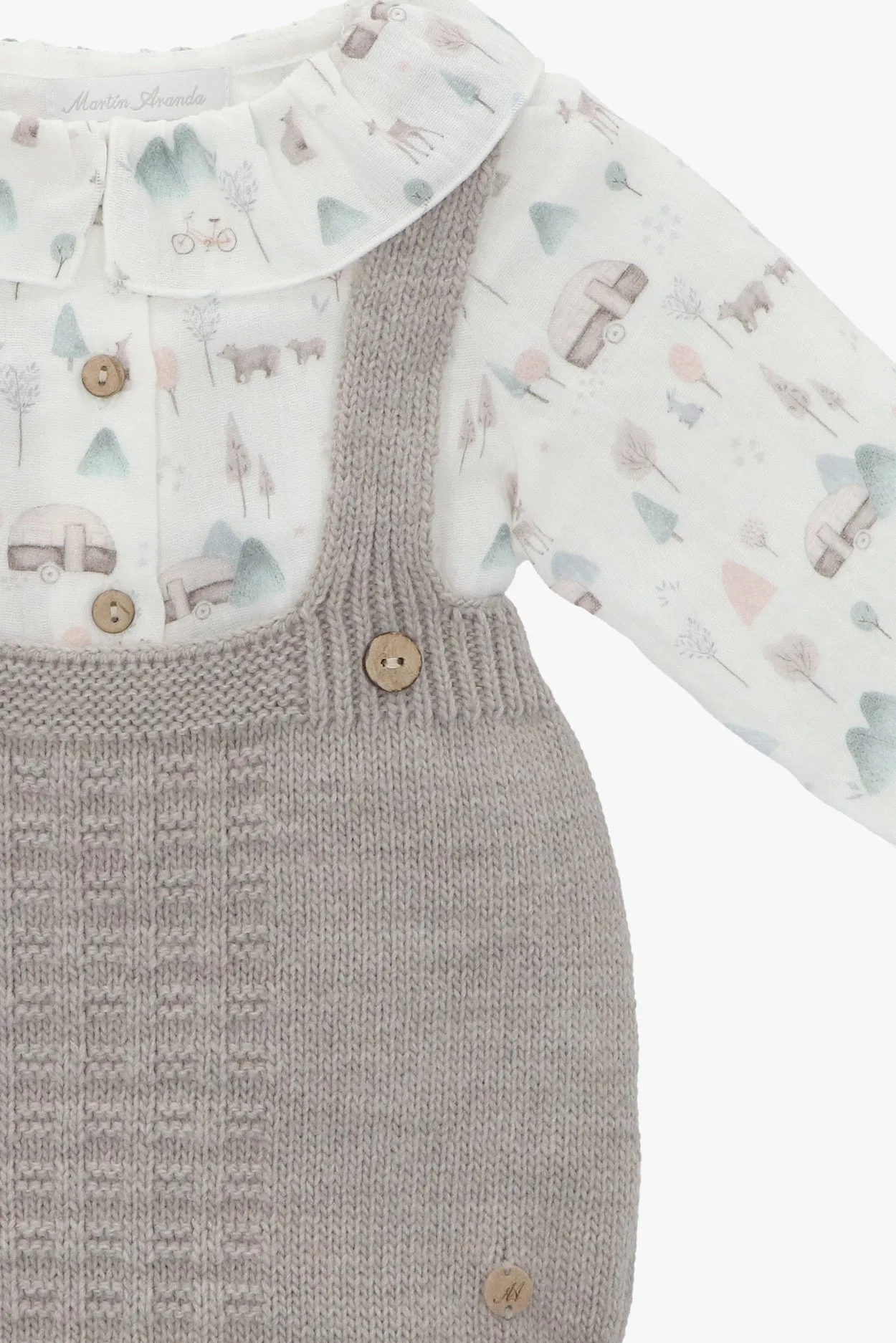 "Bleu" Winter Print Shirt & Stone Knit Jam Pants