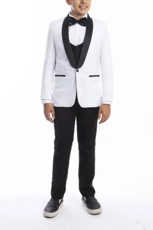 "Trent" Perry Ellis Kids White 5-Piece Tuxedo