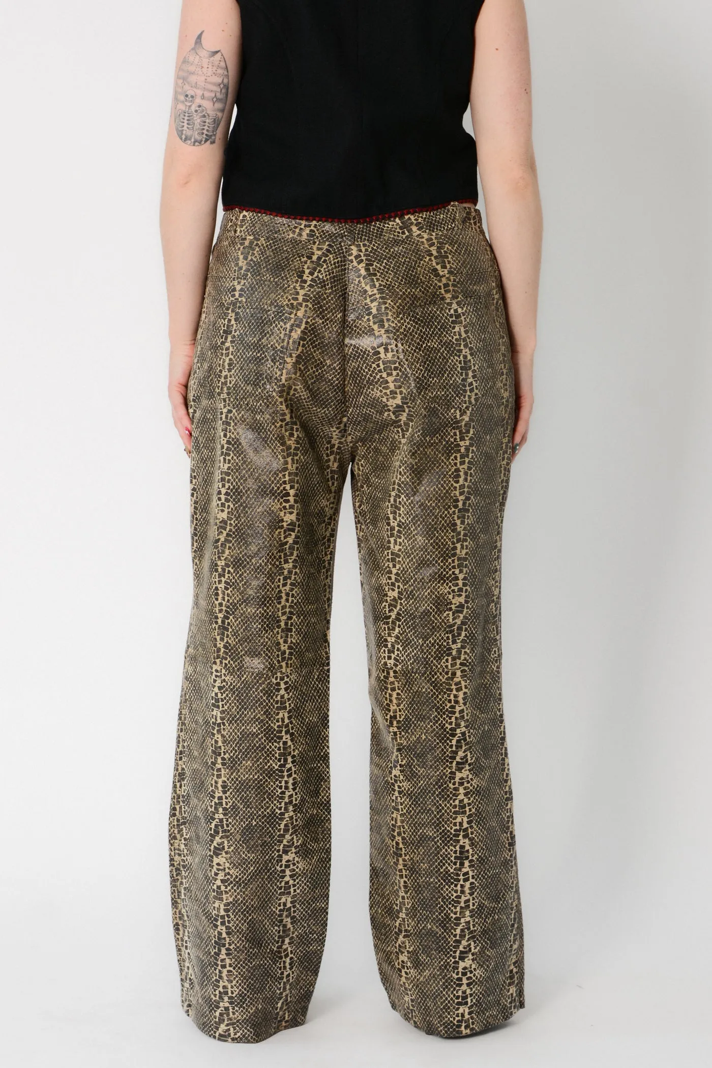 Rad Snakeprint Leather Wide Leg Pants ~ 36W