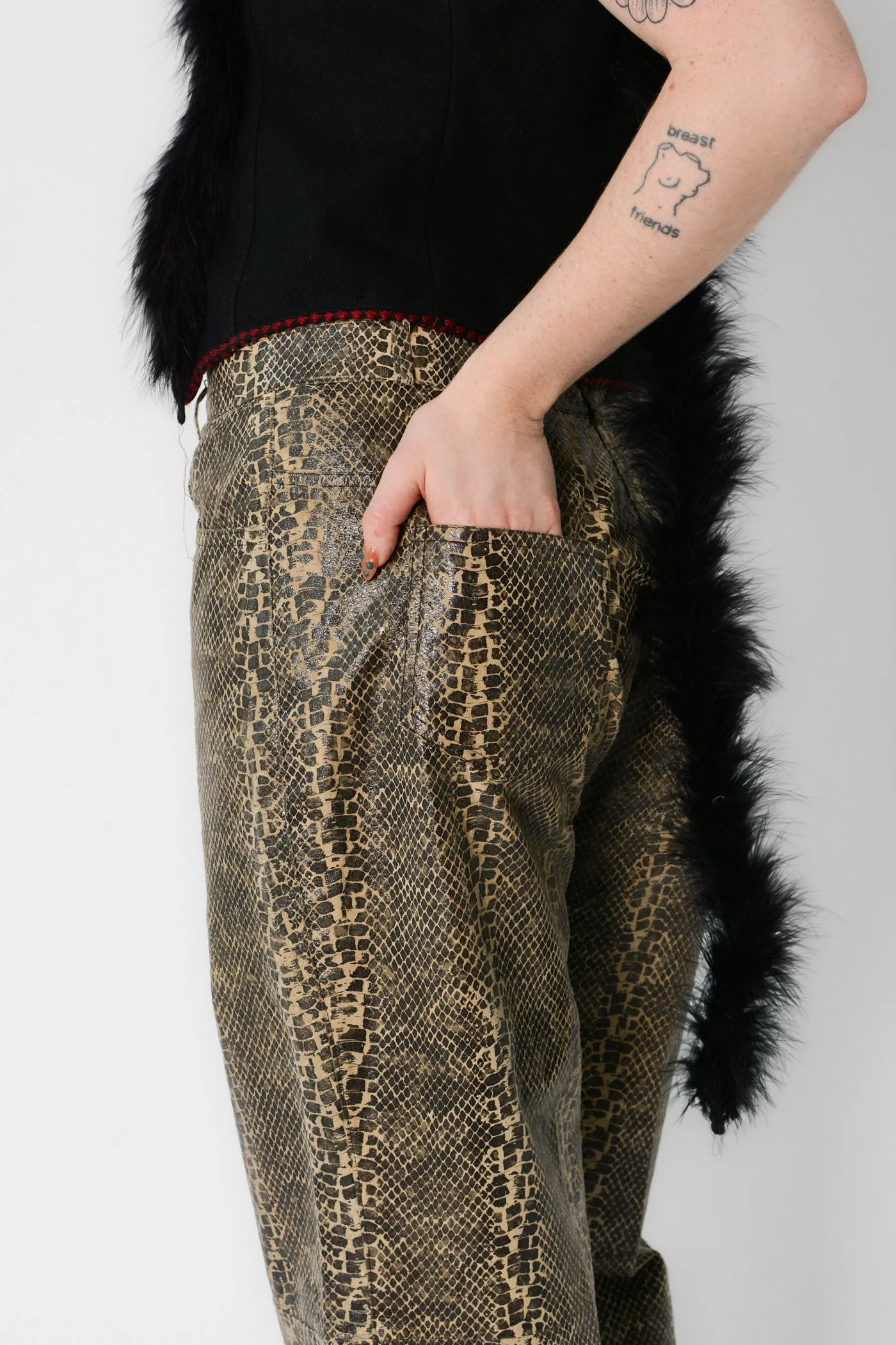 Rad Snakeprint Leather Wide Leg Pants ~ 36W