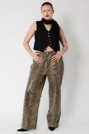Rad Snakeprint Leather Wide Leg Pants ~ 36W