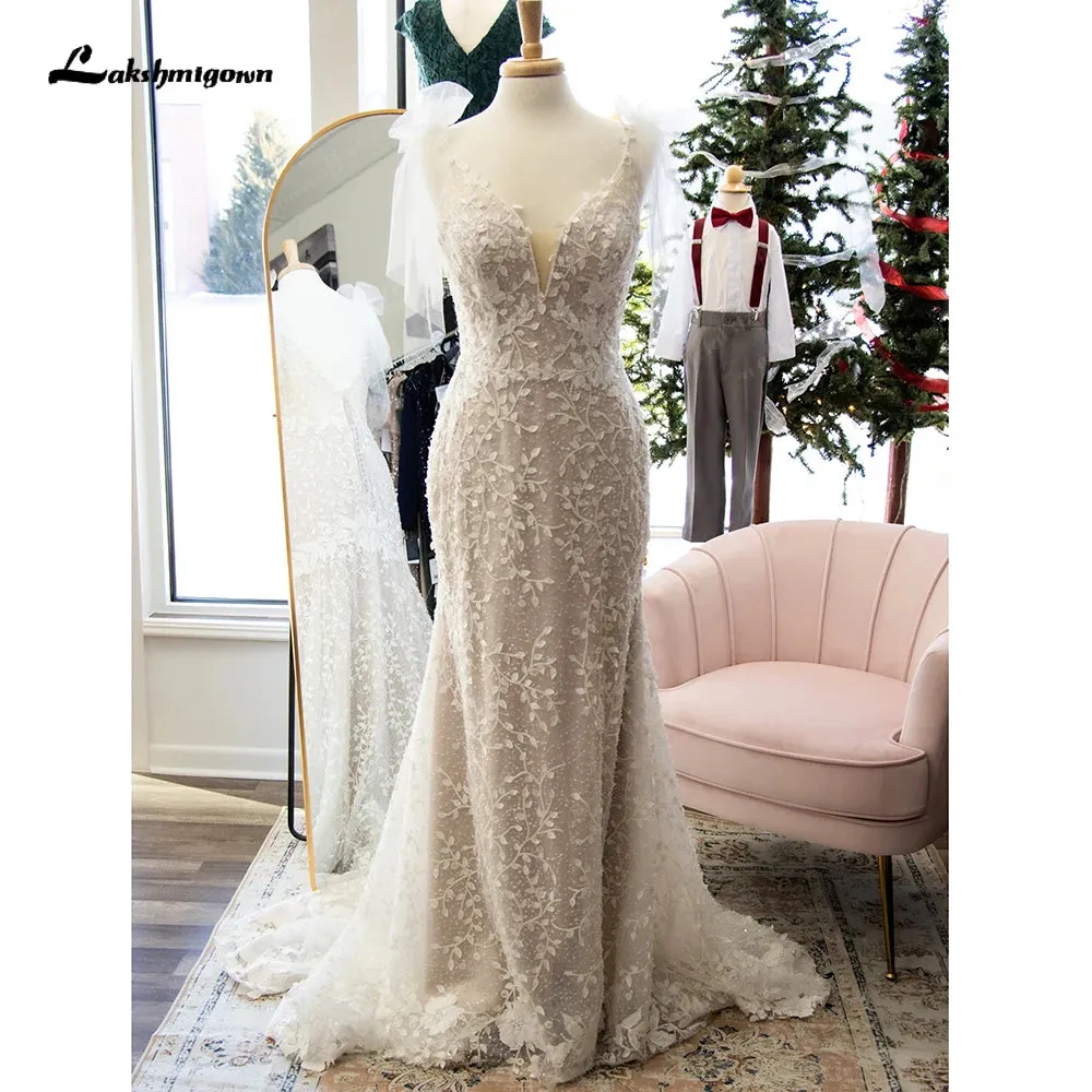 Roycebridal Generous V Neck Mermaid Boho Wedding Dress 2025 suknia slubna Lace Bridal Gown abito da sposa