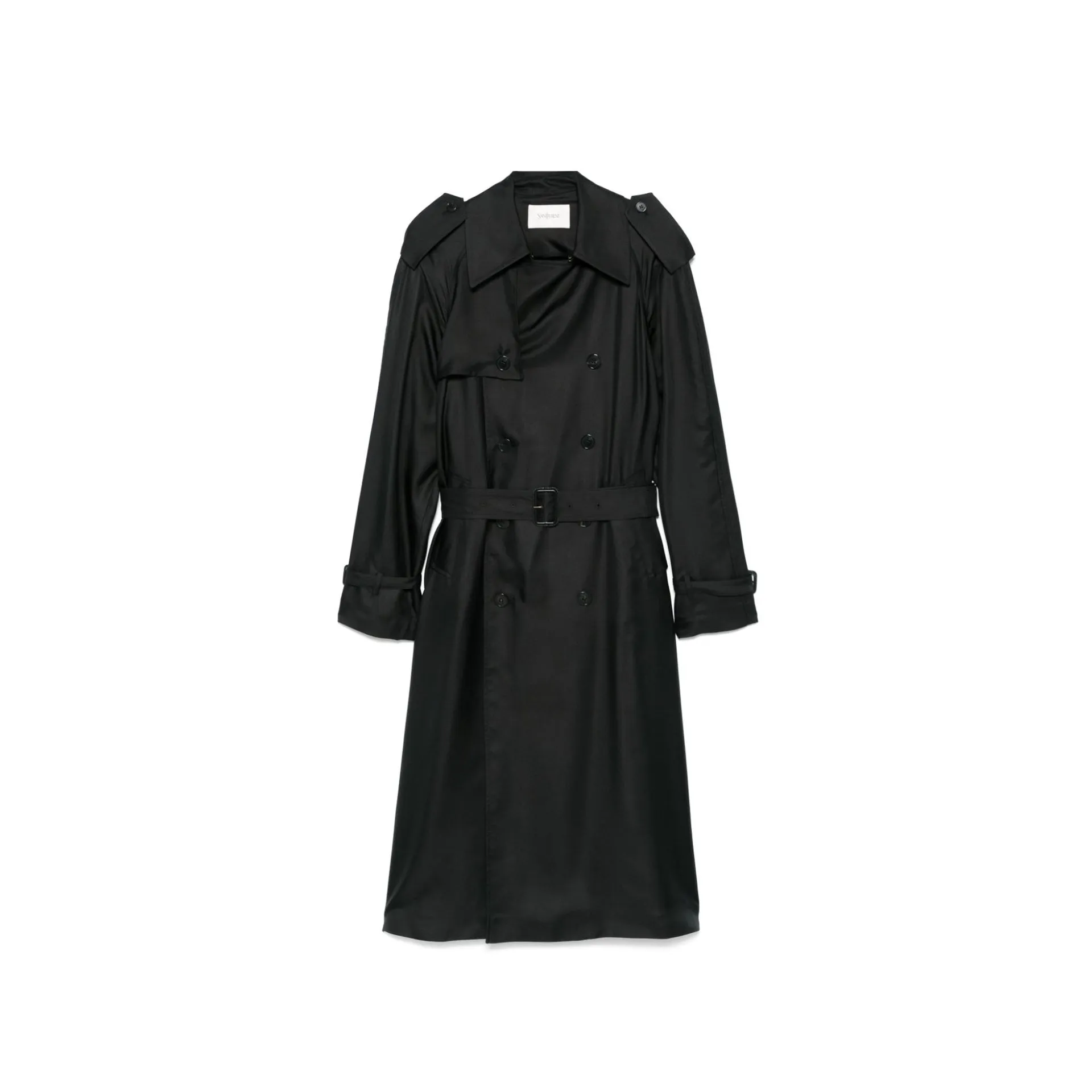 Saint Laurent Belted Duchesse Satin Trench Coat