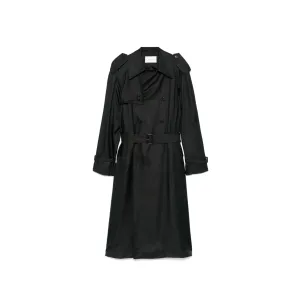 Saint Laurent Belted Duchesse Satin Trench Coat